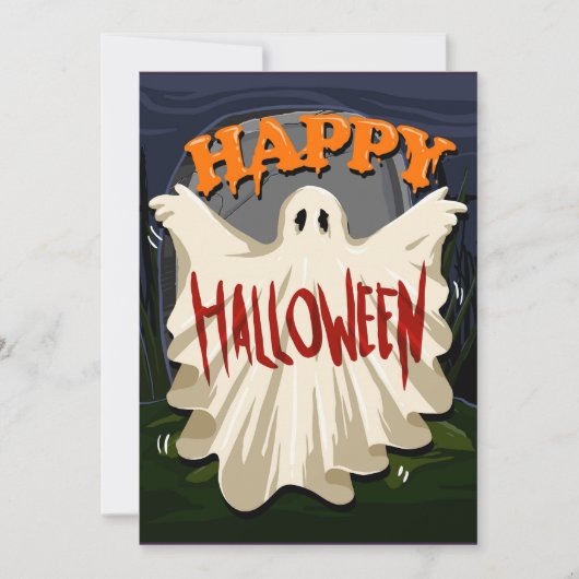 Cartes Pour Fêtes Annuelles Joyeux Fantôme d'Halloween (Devant)