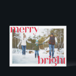 Cartes Pour Fêtes Annuelles Joyeux Festif Rouge Typographie amusante Deux phot<br><div class="desc">Répandez la fête avec cette carte de Noël amusante et festive avec une typographie rouge audacieuse pour les mots Merry et Bright. Avec deux photos, une de chaque côté de la carte, et du lettrage moderne, cette carte capture une esthétique joyeuse et tendance. Parfait pour partager vos moments préférés avec...</div>