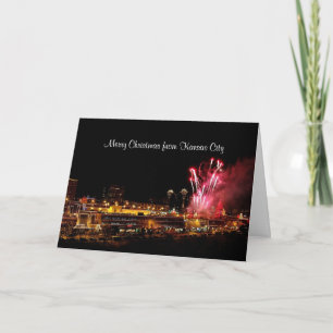 Cartes Pour Fêtes Annuelles Joyeux feu d'artifice de Noël Kansas City Plaza Lu