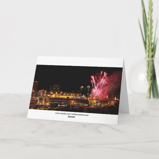 Cartes Pour Fêtes Annuelles Joyeux Feu d'artifice Kansas City Plaza Lumières (Dos)