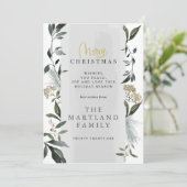 Cartes Pour Fêtes Annuelles Joyeux feuillage d'aquarelle de Noël eucalyptus (Debout devant)