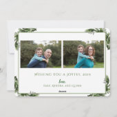 Cartes Pour Fêtes Annuelles Joyeux feuillage vert du Nouvel An (Dos)