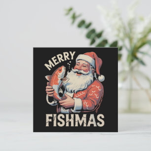 Cartes Pour Fêtes Annuelles Joyeux Fishmas Noël drôle Santa Claus pêche 