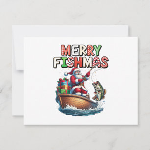 Cartes Pour Fêtes Annuelles Joyeux Fishmas Papa Noël amateurs de pêche drôle p
