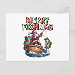 Cartes Pour Fêtes Annuelles Joyeux Fishmas Santa Amateurs de pêche Drôle de pê