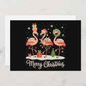 Cartes Pour Fêtes Annuelles Joyeux Flamant rose de Noël Lumières Noël Chapeau (Devant / Derrière)