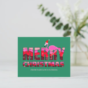 Cartes Pour Fêtes Annuelles Joyeux Flamant rose rose Noël personnalisé