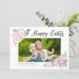 Cartes Pour Fêtes Annuelles Joyeux Fleur sauvage de Pâques dessiné à la main p