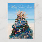 Cartes Pour Fêtes Annuelles Joyeux Floride Noël Tropical Beach and Tree (Devant)