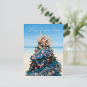 Cartes Pour Fêtes Annuelles Joyeux Floride Noël Tropical Beach and Tree (Debout devant)