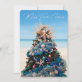 Cartes Pour Fêtes Annuelles Joyeux Floride Noël Tropical Beach and Tree (Devant)