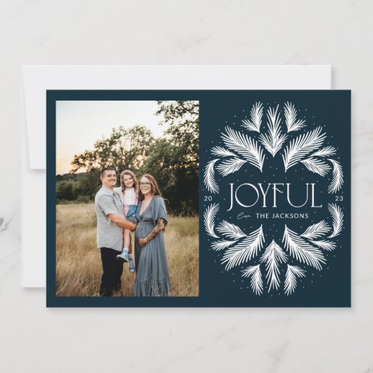Cartes Pour Fêtes Annuelles Joyeux Frame d'épinette bleu (Devant)