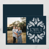 Cartes Pour Fêtes Annuelles Joyeux Frame d'épinette bleu (Devant / Derrière)