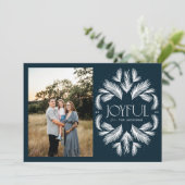 Cartes Pour Fêtes Annuelles Joyeux Frame d'épinette bleu (Debout devant)