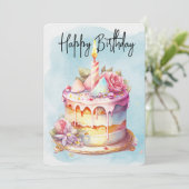 Cartes Pour Fêtes Annuelles Joyeux gâteau d'anniversaire (Debout devant)