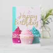 Cartes Pour Fêtes Annuelles Joyeux gâteaux d'anniversaire Élégant (Debout devant)