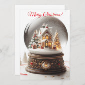 Cartes Pour Fêtes Annuelles Joyeux Globe de neige de Noël (Devant / Derrière)
