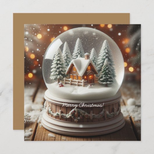 Cartes Pour Fêtes Annuelles Joyeux Globe de neige de Noël (Devant / Derrière)