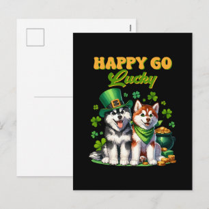 Cartes Pour Fêtes Annuelles Joyeux Go Lucky Cute Husky St. Patricks Day