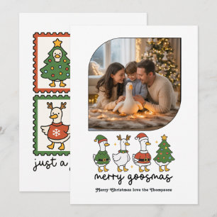 Cartes Pour Fêtes Annuelles Joyeux Goosmas Drôle d'oie Photo de Noël