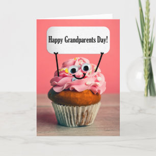 Cartes Pour Fêtes Annuelles Joyeux Grand-Parents Jour Cute Cupcake Avec Signe