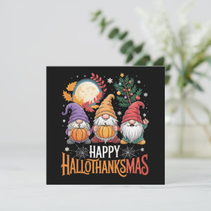 Cartes Pour Fêtes Annuelles Joyeux Hallothanksmas Amoureux des Gnomes Hallowee