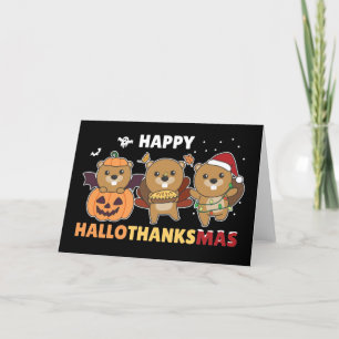 Cartes Pour Fêtes Annuelles Joyeux Hallothanksmas Beaver Noël Beaver Vacances 