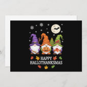Cartes Pour Fêtes Annuelles Joyeux Hallothanksmas Gnomes Lover Halloween Noël (Devant / Derrière)