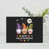 Cartes Pour Fêtes Annuelles Joyeux Hallothanksmas Gnomes Lover Halloween Noël (Debout devant)