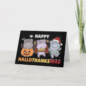 Cartes Pour Fêtes Annuelles Joyeux Hallothanksmas Hippos Noël Hippo Holida (Devant)