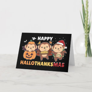 Cartes Pour Fêtes Annuelles Joyeux Hallothanksmas Singe Noël Singes Holi