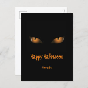 Cartes Pour Fêtes Annuelles Joyeux Halloween   Black Orange Cat Eyes