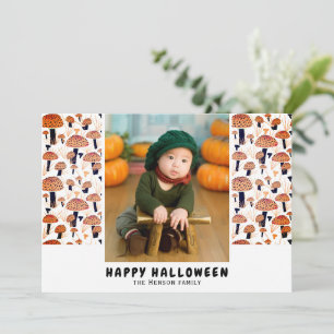 Cartes Pour Fêtes Annuelles Joyeux Halloween Champignon Orange Photo de l'auto