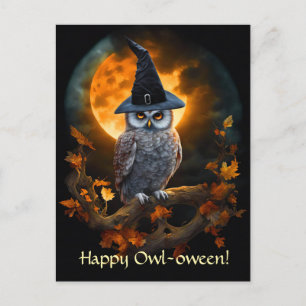 Cartes Pour Fêtes Annuelles Joyeux Halloween Chapeau de Sorcier Hibou Mignon