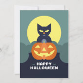 Cartes Pour Fêtes Annuelles Joyeux Halloween Chat Noir et Citrouille (Devant)