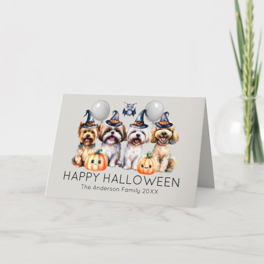 Cartes Pour Fêtes Annuelles Joyeux Halloween Chiens (Devant)