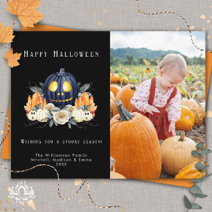 Cartes Pour Fêtes Annuelles Joyeux Halloween Citrouilles Sombres Cristaux Pho