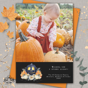 Cartes Pour Fêtes Annuelles Joyeux Halloween Citrouilles Sombres Cristaux Phot