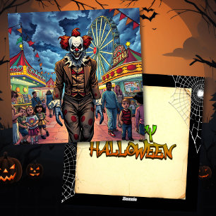 Cartes Pour Fêtes Annuelles Joyeux Halloween   Clown éffrayant