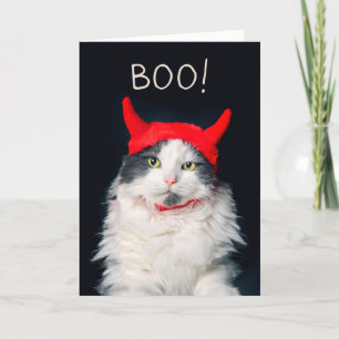 Cartes Pour Fêtes Annuelles Joyeux Halloween Cute Chat en Costume Diable