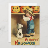 CARTES POUR FÊTES ANNUELLES JOYEUX HALLOWEEN DESIGN DE SALUTATION (Devant / Derrière)