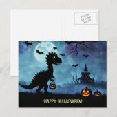 Cartes Pour Fêtes Annuelles Joyeux Halloween Dinosaure Cute (Devant / Derrière)