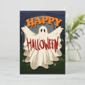 Cartes Pour Fêtes Annuelles Joyeux Halloween Fantôme (Debout devant)
