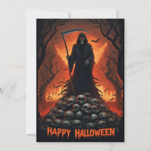 Cartes Pour Fêtes Annuelles Joyeux Halloween Faucheur et Crânes