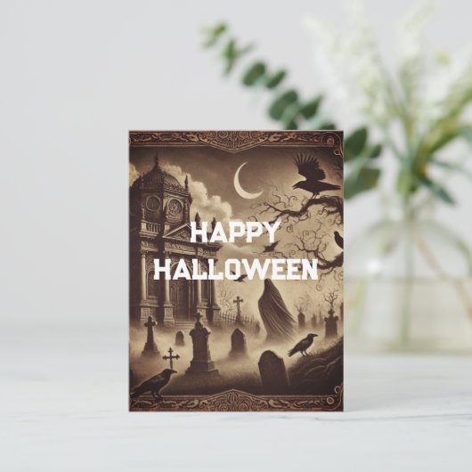 Cartes Pour Fêtes Annuelles Joyeux Halloween gothique victorien (Debout devant)