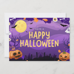 Cartes Pour Fêtes Annuelles Joyeux Halloween Illustré Violet