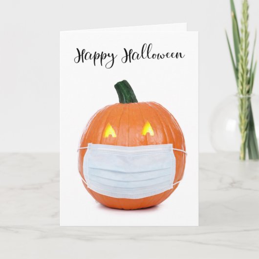 Cartes Pour Fêtes Annuelles Joyeux Halloween Jack 'o Lantern en masque facial (Devant)