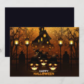 Cartes Pour Fêtes Annuelles Joyeux Halloween Maison Hantée  (Devant / Derrière)