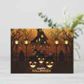 Cartes Pour Fêtes Annuelles Joyeux Halloween Maison Hantée  (Debout devant)