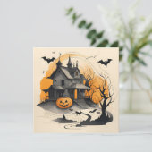 Cartes Pour Fêtes Annuelles joyeux Halloween maison hantée (Debout devant)